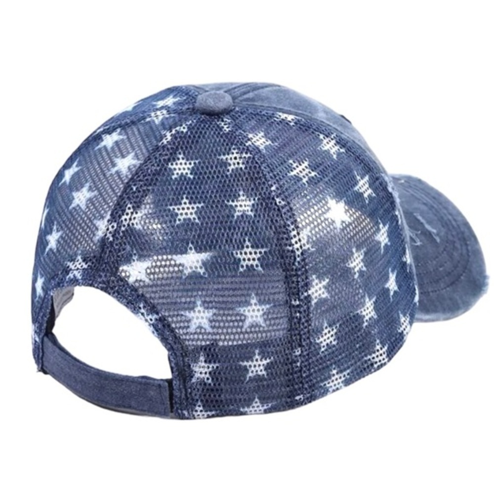 USA patriotic American Flag Distressed Trucker Hat - Picture 3 of 8